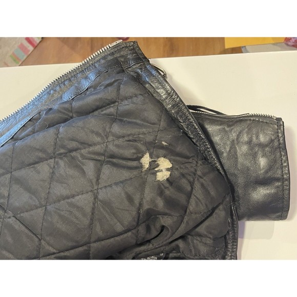 Silver Bike Leather Motorcycle Jacket Vintage 80's Coat Full Back Patch Size 50 - Picture 16 of 16